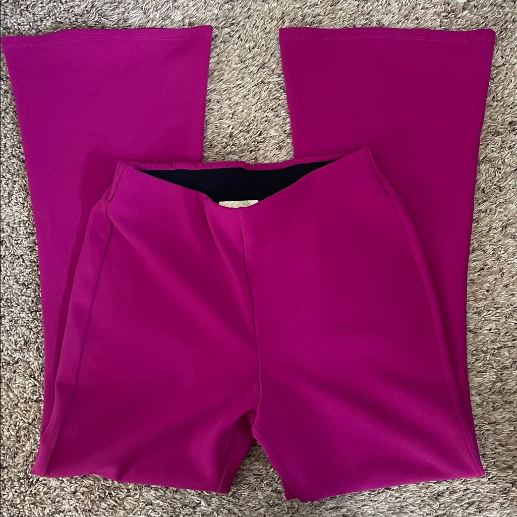 Melloday Women's Magenta Flared Medium Pants Pull On Solid Regular - Image 3
