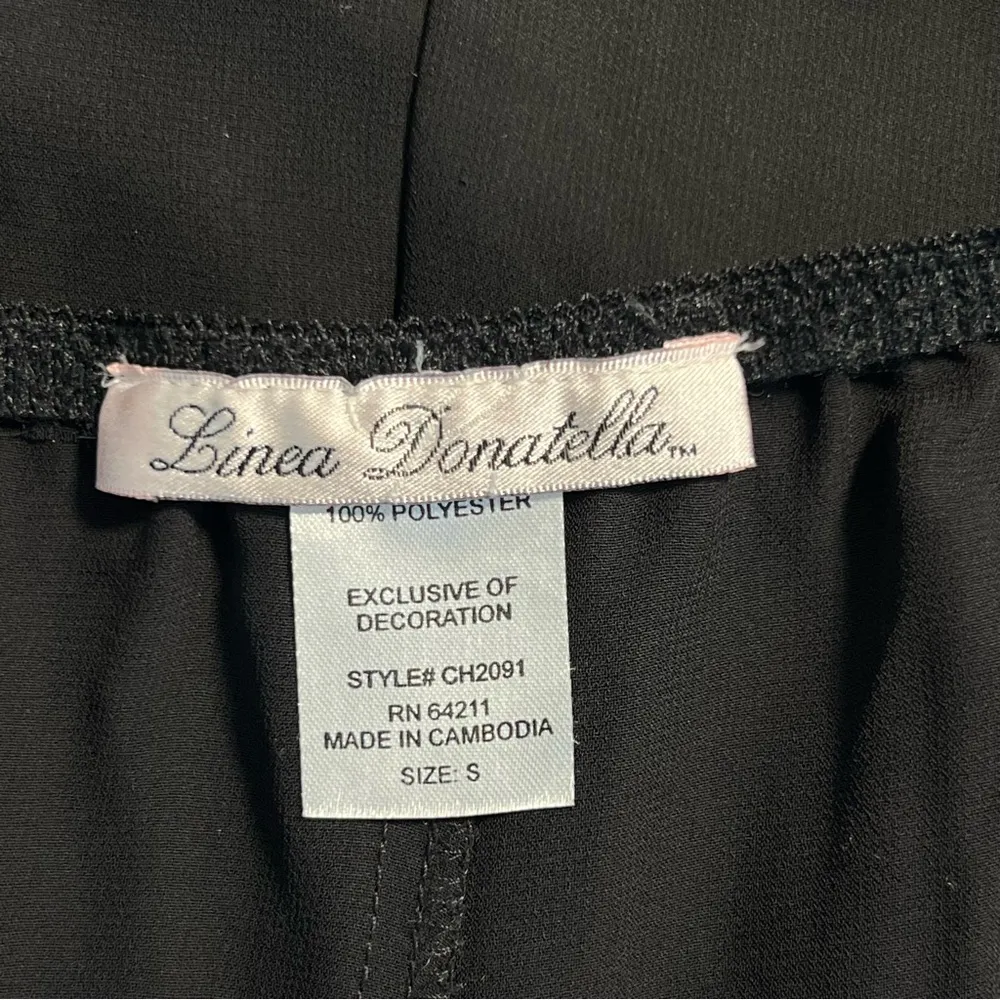 Linea Donatella Babydoll Chemise Top Size S Black Satin Lace Trim Whimsigoth Y2K - Image 6