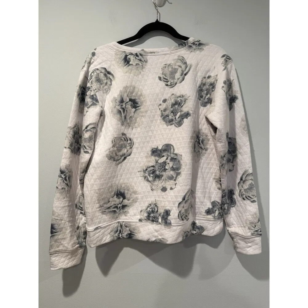 NEW Loft Sweatshirt Womens Small Floral Travel Lightweight Coastal 100% Cotton - Image 2