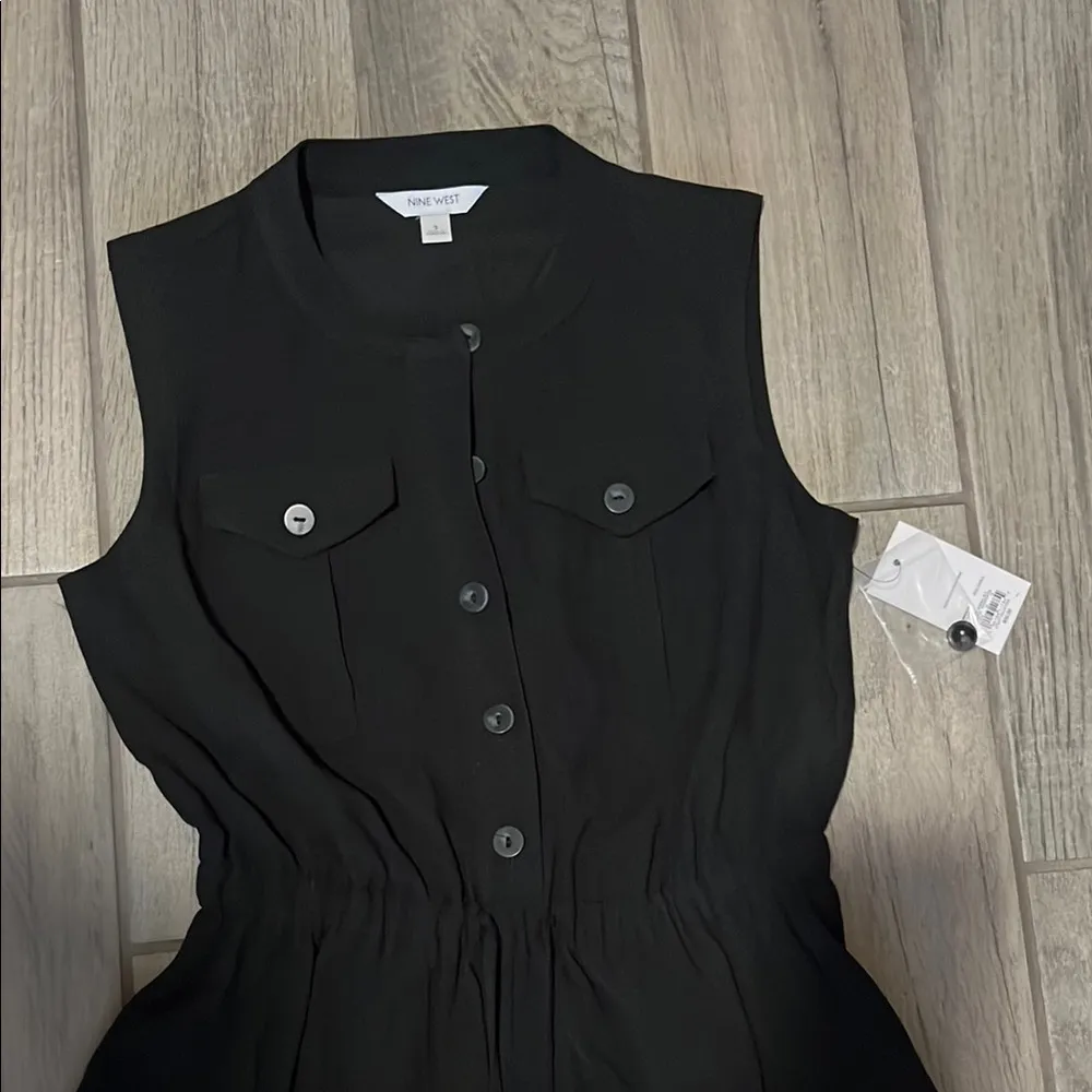 Nine West Black Buttoned A-Line Mini Dress - Image 4