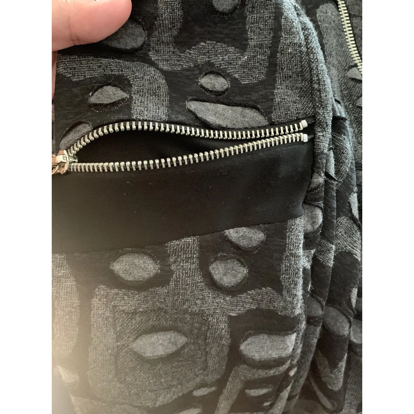 Michael Tyler medium gray black dress unique asym dark dist - Image 6