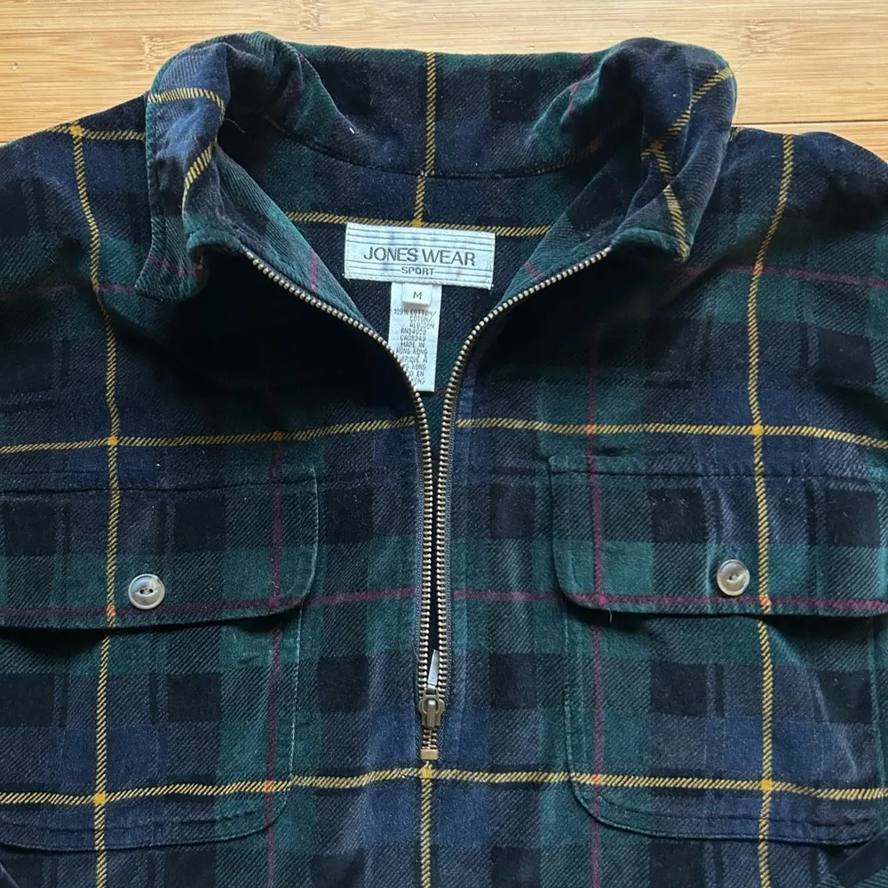 Plaid Velour Half Zip Pullover Mens Fit - Image 3