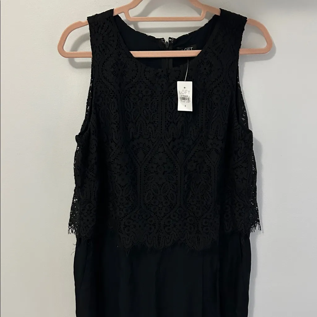Loft Black Lace Top Sleeveless Jumpsuit - Image 4