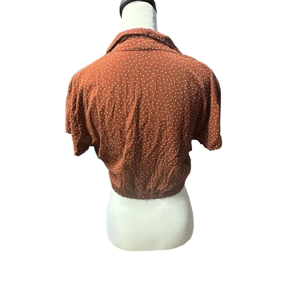 Garage Crop Top Short Sleeve Brown and White Small - Image 3
