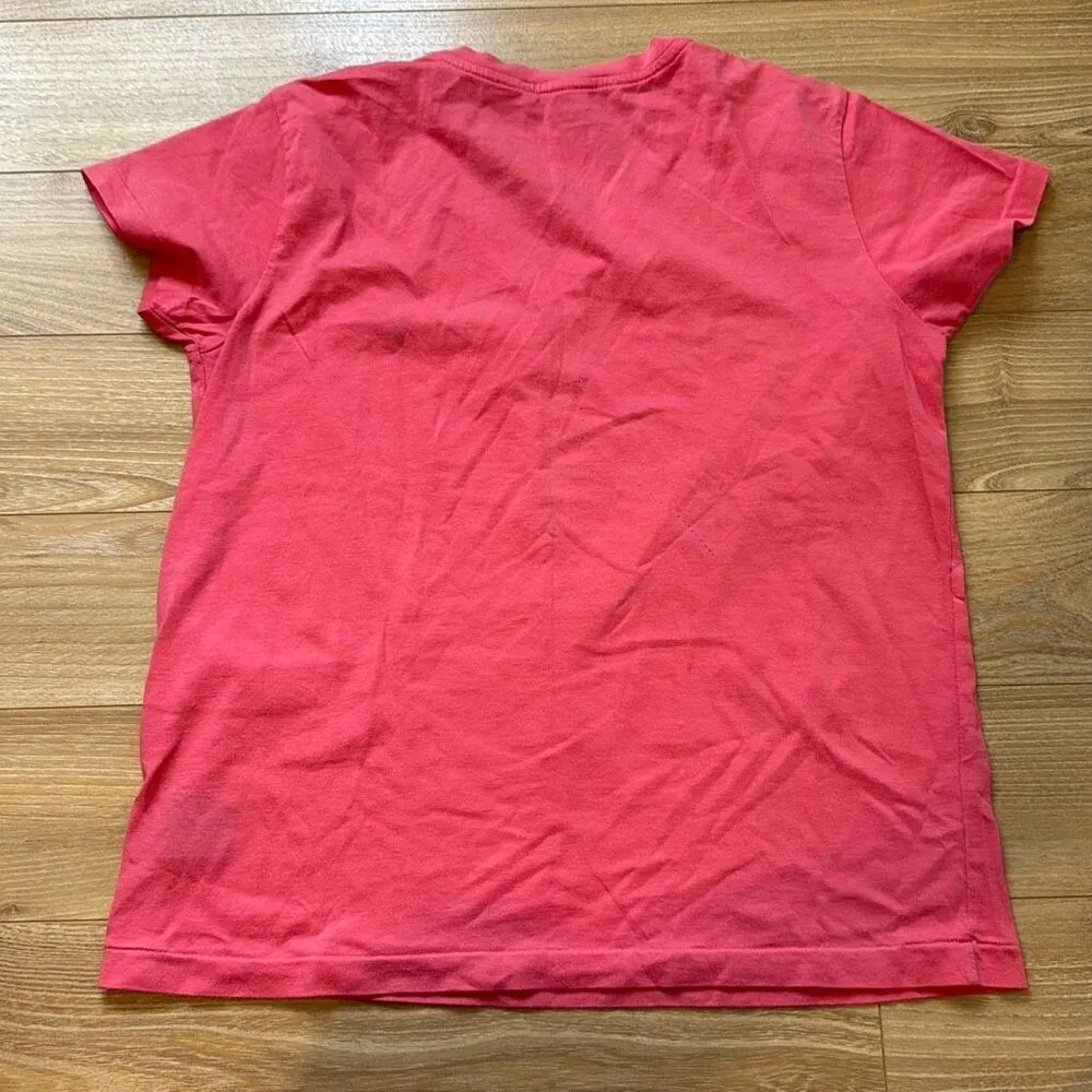 Vintage Ralph Lauren Sport salmon pink 100% Cotton T-Shirt Size Medium with gree - Image 6