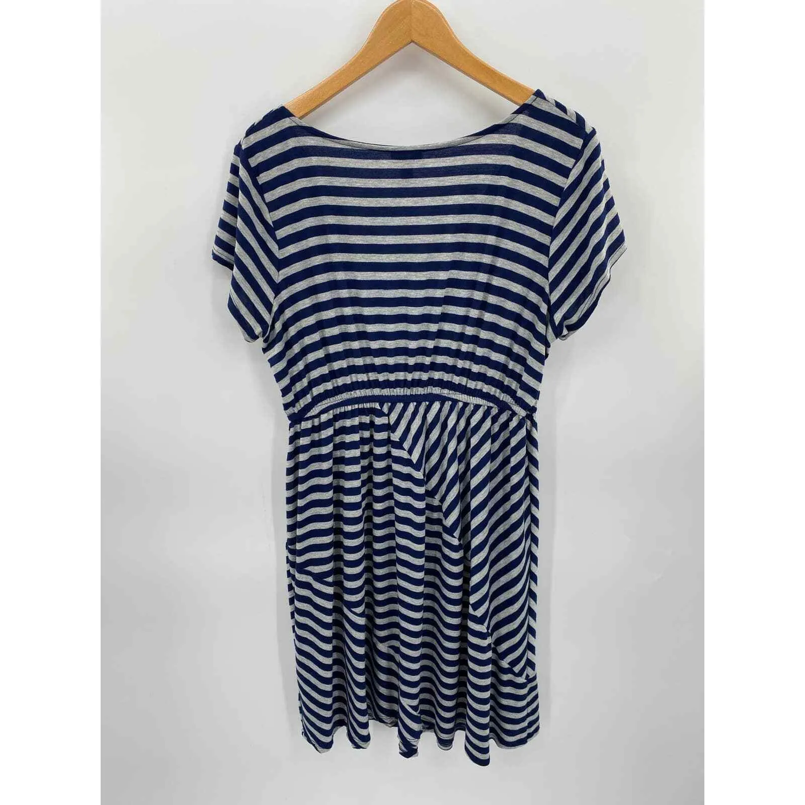 Torrid Dress Womens 2 18/20 2X Blue Gray Stripe Polyester Rayon Elastic Waist - Image 6