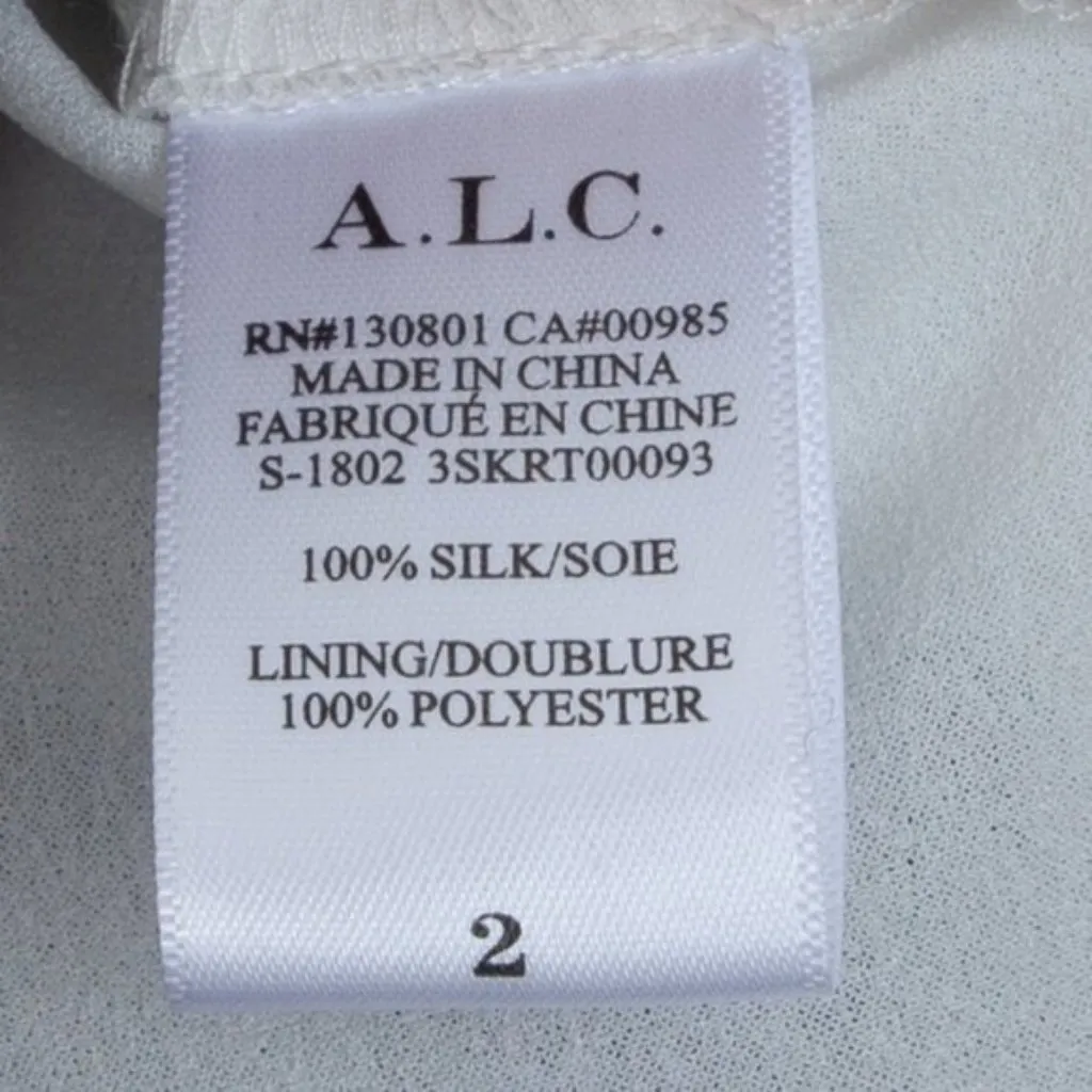 ALC Womens Farrow Silk Floral Flounce‎ Skirt Size 2 Black White Feminine Fairy - Image 7