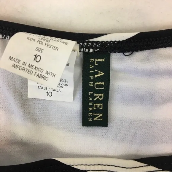 Ralph Lauren Black & White Print Bikini Swim Full Cover Bathingsuit Bottoms 10 - Image 7