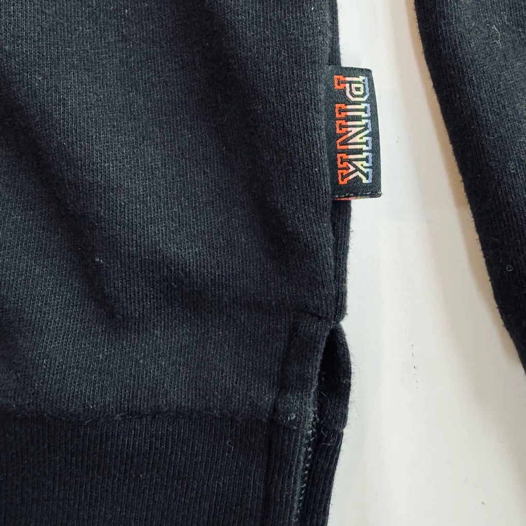 PINK Victoria's Secret Quarter Zip Rainbow Stripe Sleeve Sweatshirt Black Size M - Image 10