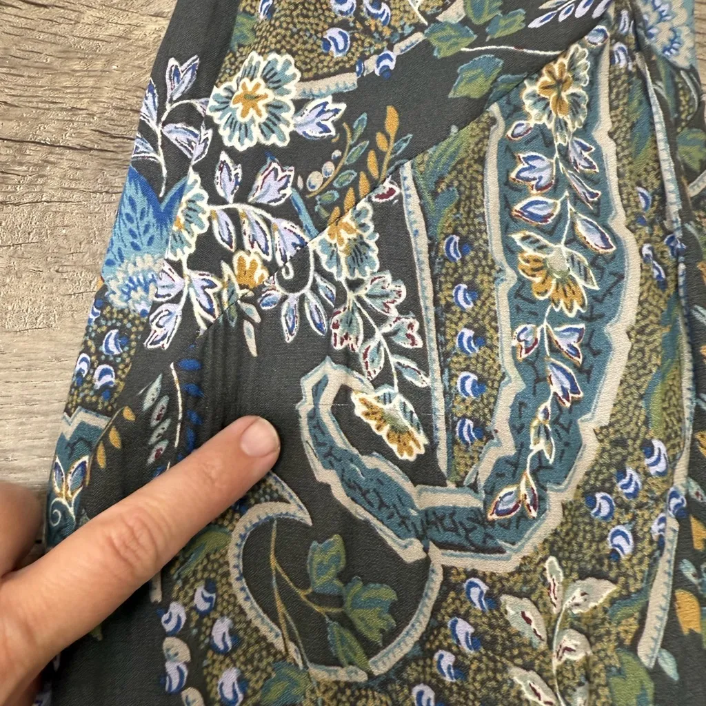 Free People Rain‎ or Shine Mini Dress Tunic Bohemian Floral Paisley Print 70s XS - Image 8