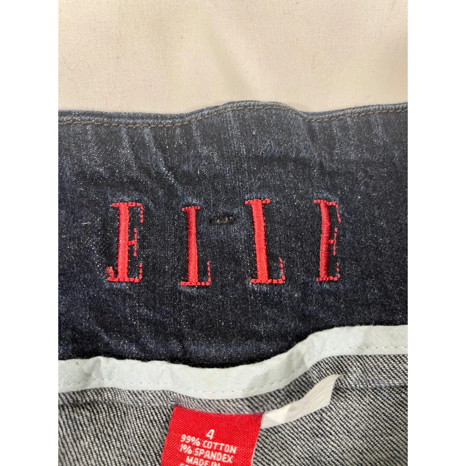 ELLE Dark Wash Women Jeans Trousers Wide Flare Leg Cropped Low Rise Size 4 - Image 3