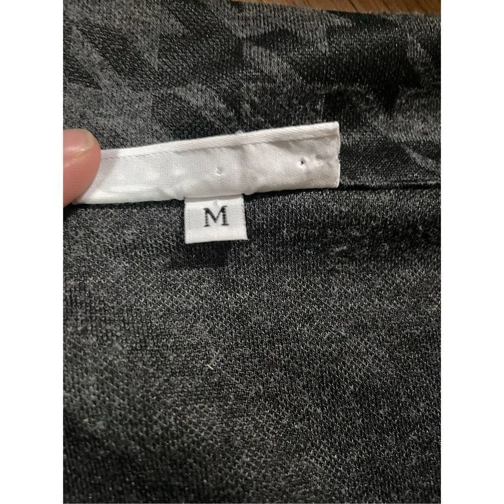 Bryn Walker Houndstooth Jacket Stretch Knit Button Up Gray Flare Sleeve size med - Image 4