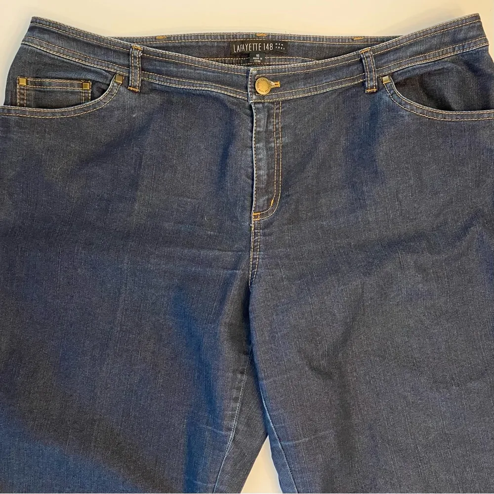 Lafayette 148 Bootcut Straight Leg Jeans Dark Wash Size 16 w/ 29” Inseam Trouser - Image 3