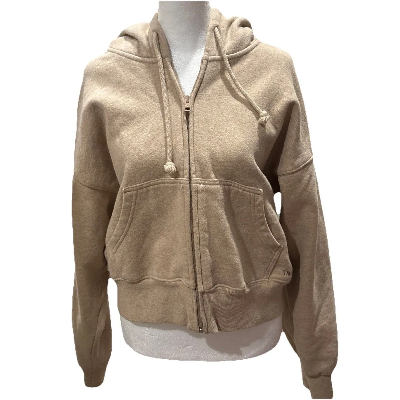 TNA Aritzia Cozy Fleece Boyfriend Fit Hoodie Women’s M Tan Size M - Image 3