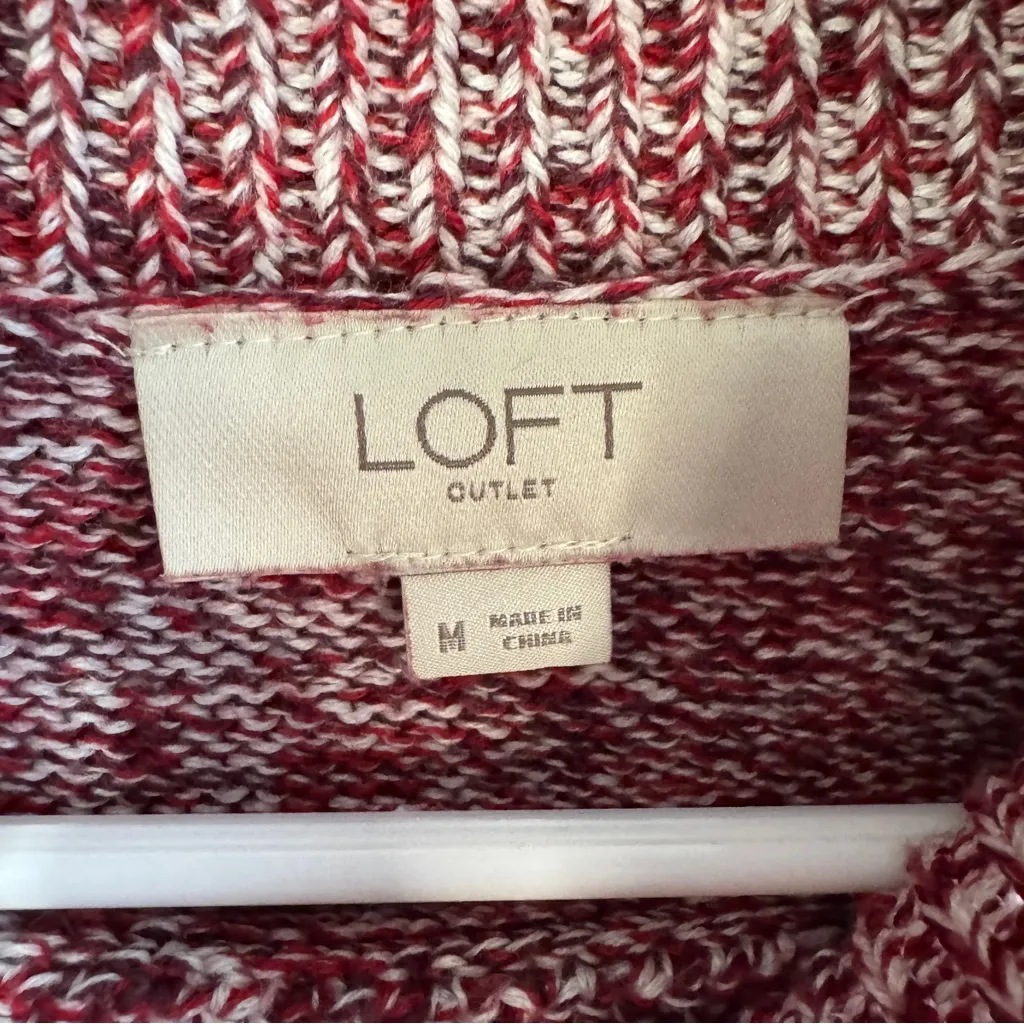 Loft Outlet cranberry cream knit high neck sweater size medium - Image 3