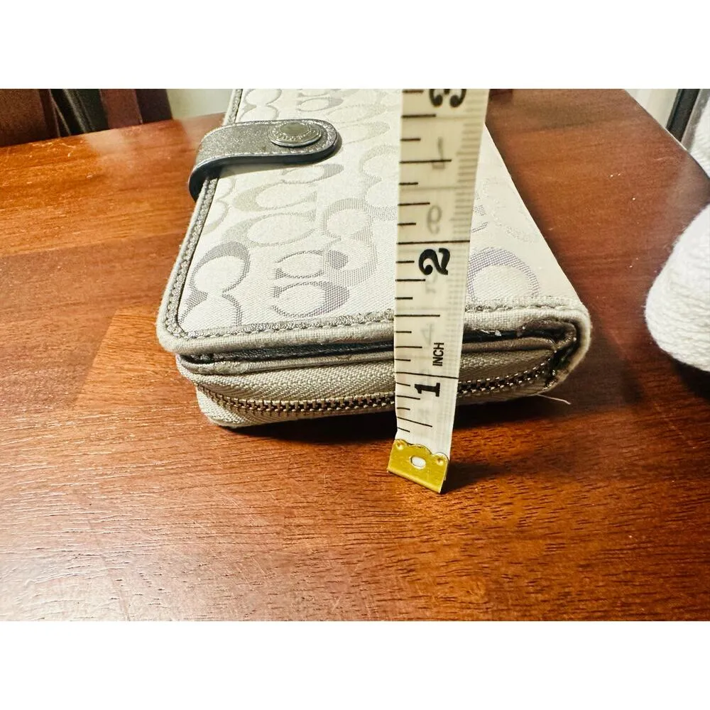 COACH Silver Gold Snap Optic Print Signature Metallic Wallet - Image 7