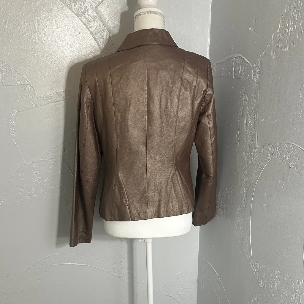 Outfit JP Metallic Brown Leather Jacket with Sheen – Size S - Image 5