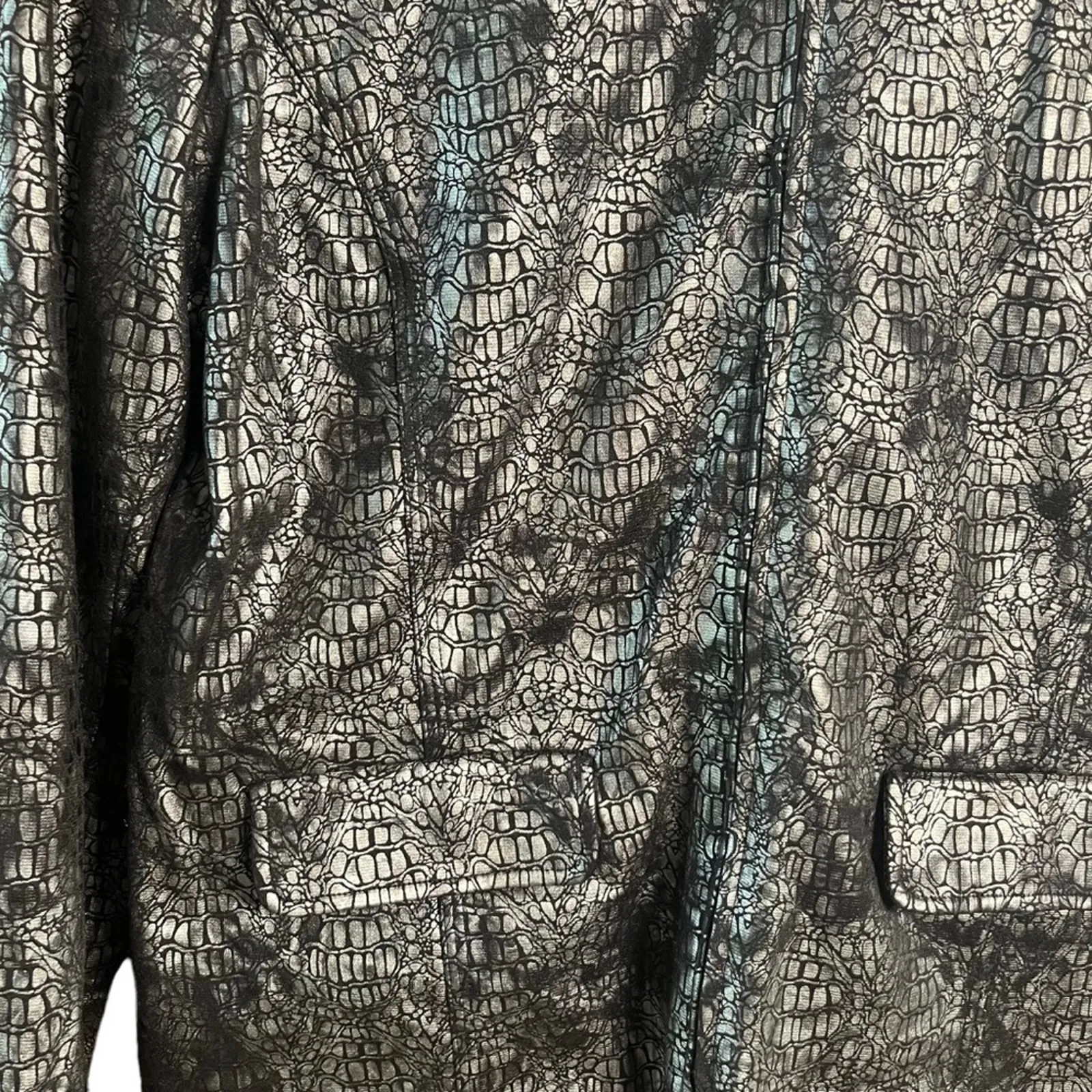 Alfred Dunner Jacket Metallic Silver Womens Size 10 Black Zip Up Lightweight - Image 2