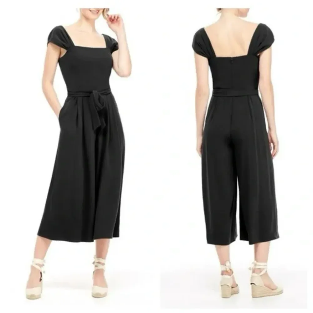 Gal Meets Glam Veronica Cap Sleeve Wide Leg Jumpsuit Black Women's Size 2 - Image 2