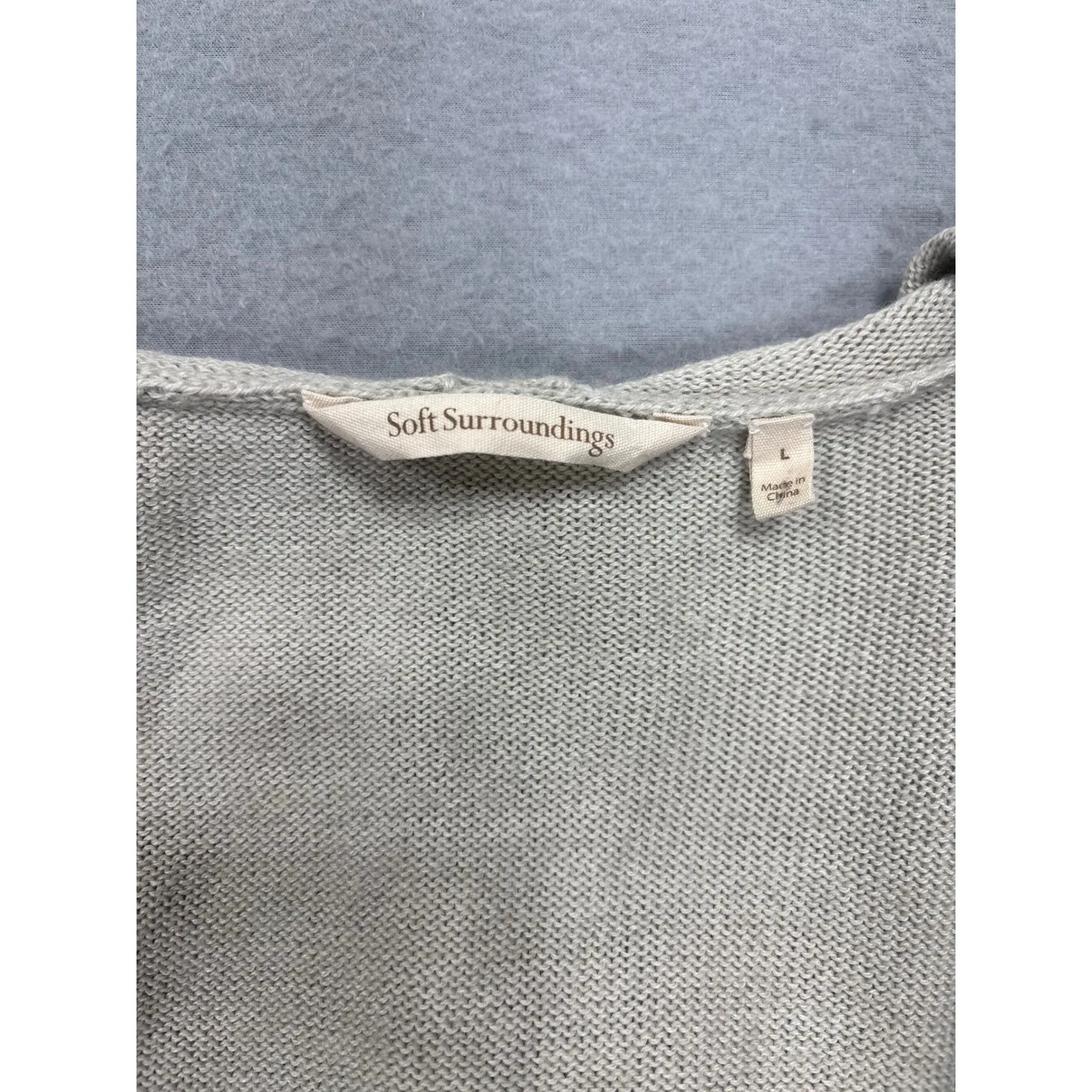 Soft Surroundings Farrah Large‎ Open Front Wool Beige Hooded Cardigan Sweater - Image 9