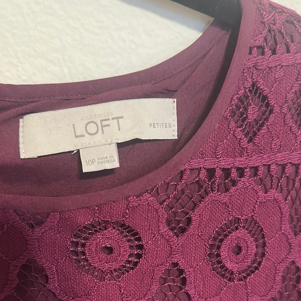 LOFT Red Sheath Mini Dress Crew Neck Short Sleeve - Image 2