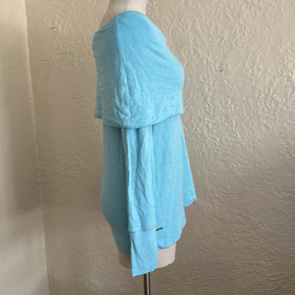Lilly Pulitzer Belinda Off the Shoulder Light Aqua Blue Pullover Small - Image 6