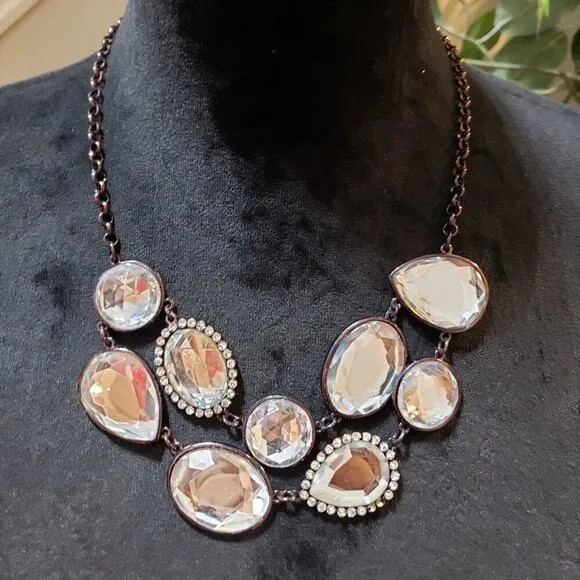 Dana Buchman Clear 2-Layer Crystal Stone Necklace Jewelry with Lobster Clasp - Image 1