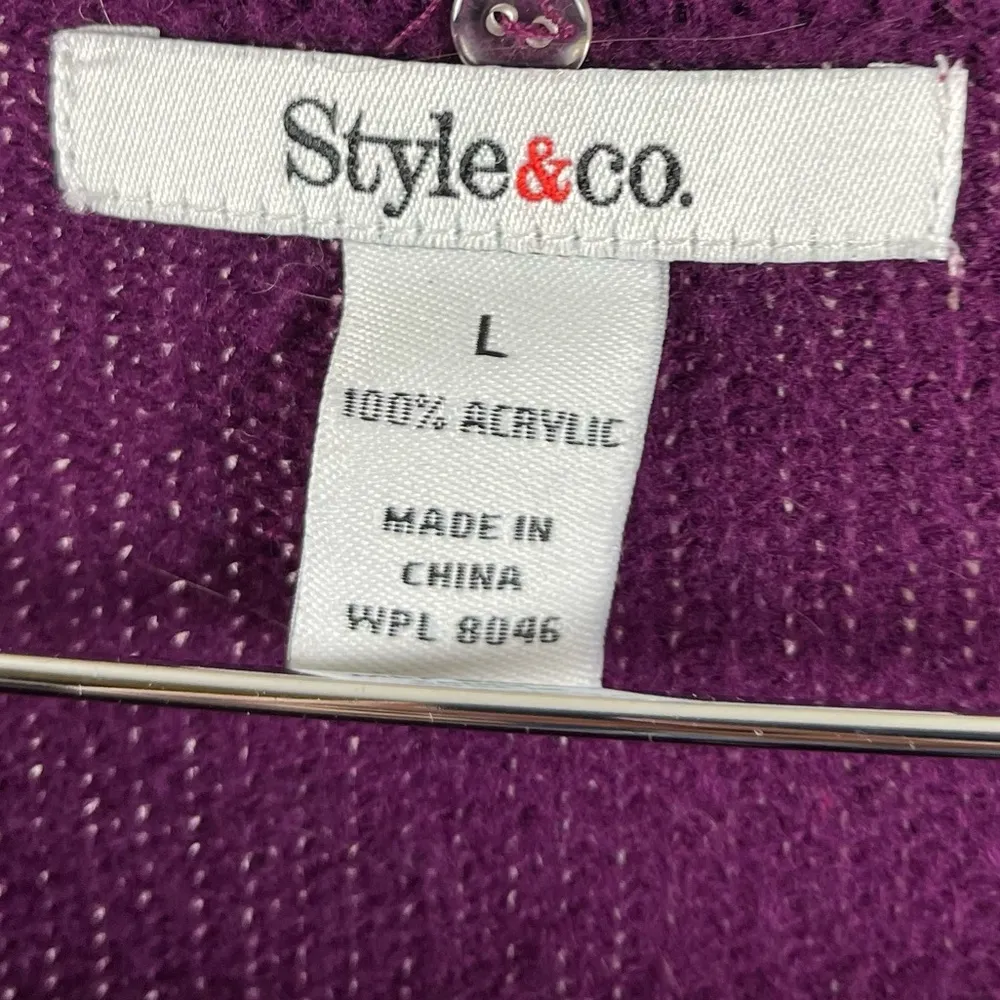 Style & Co Large Plum Jewel Tone Scoop Neck Sweater Dress Fall Winter Embellish - Image 4