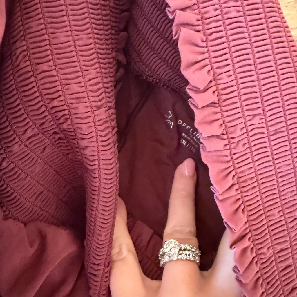 Aerie Women's OFFLINE Real Me Smocked Running Shorts in Royal Berry size XXL - Image 5