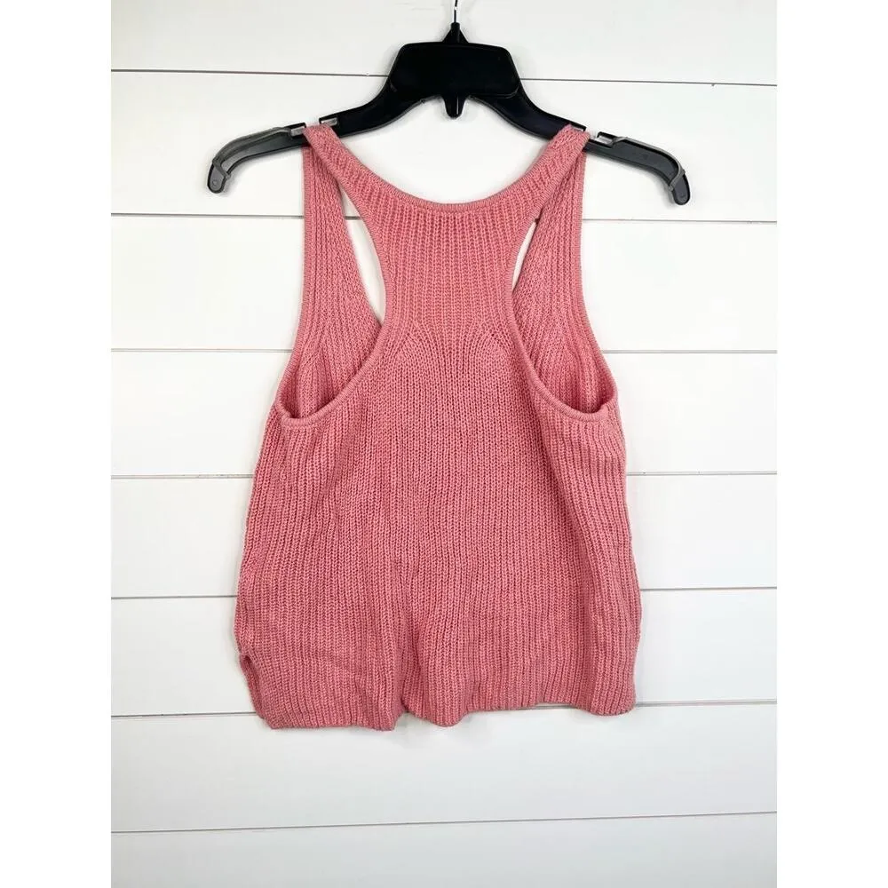 Splendid Deirdre Pink V-neck Racerback Knit Sweater Tank Top Size XS - Image 2