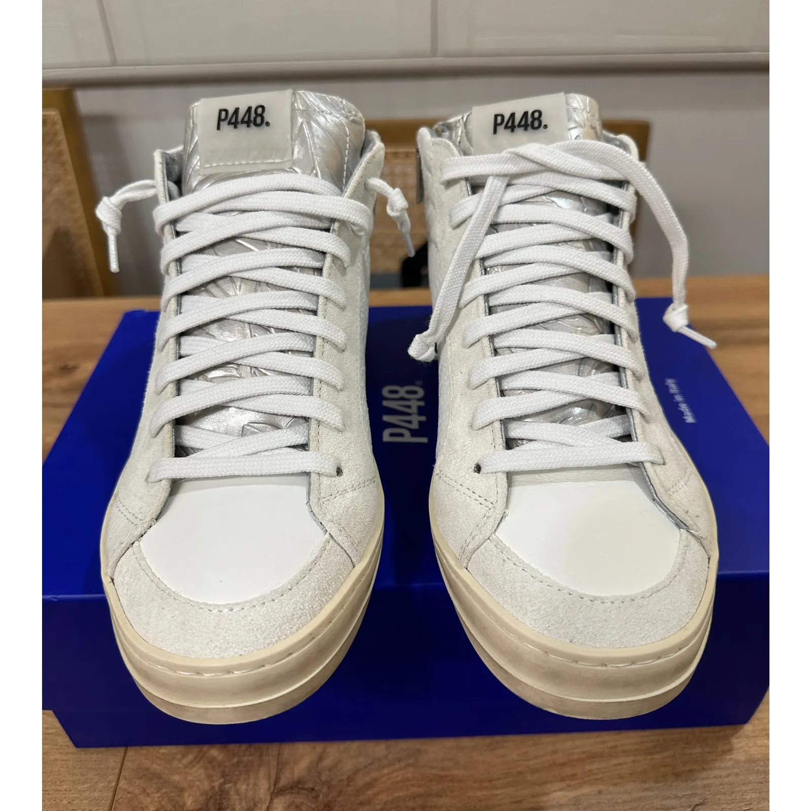 P448 S23 Skate High Top Sneakers Shoes Peony (White) Size 5/5.5 US 35 EU NIB - Image 4