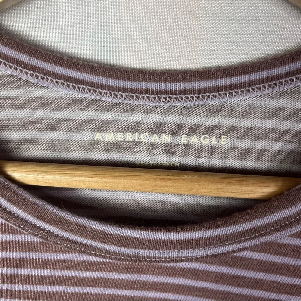 American Eagle AEO Purple Stripe Crewneck Short Sleeve T-Shirt XS - Image 4