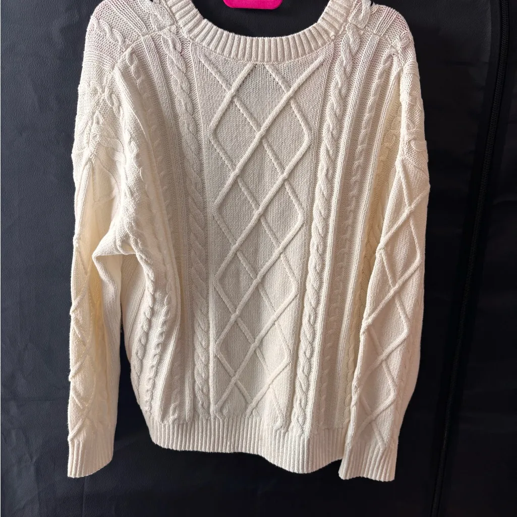 NWT Loft Cable Knit V Neck Sweater - Image 3