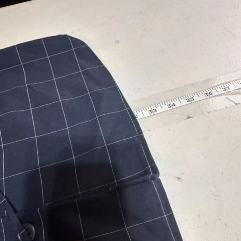 Banana Republic Womens Windowpane Drawstring Shirt Jacket Navy Blue White Medium - Image 14