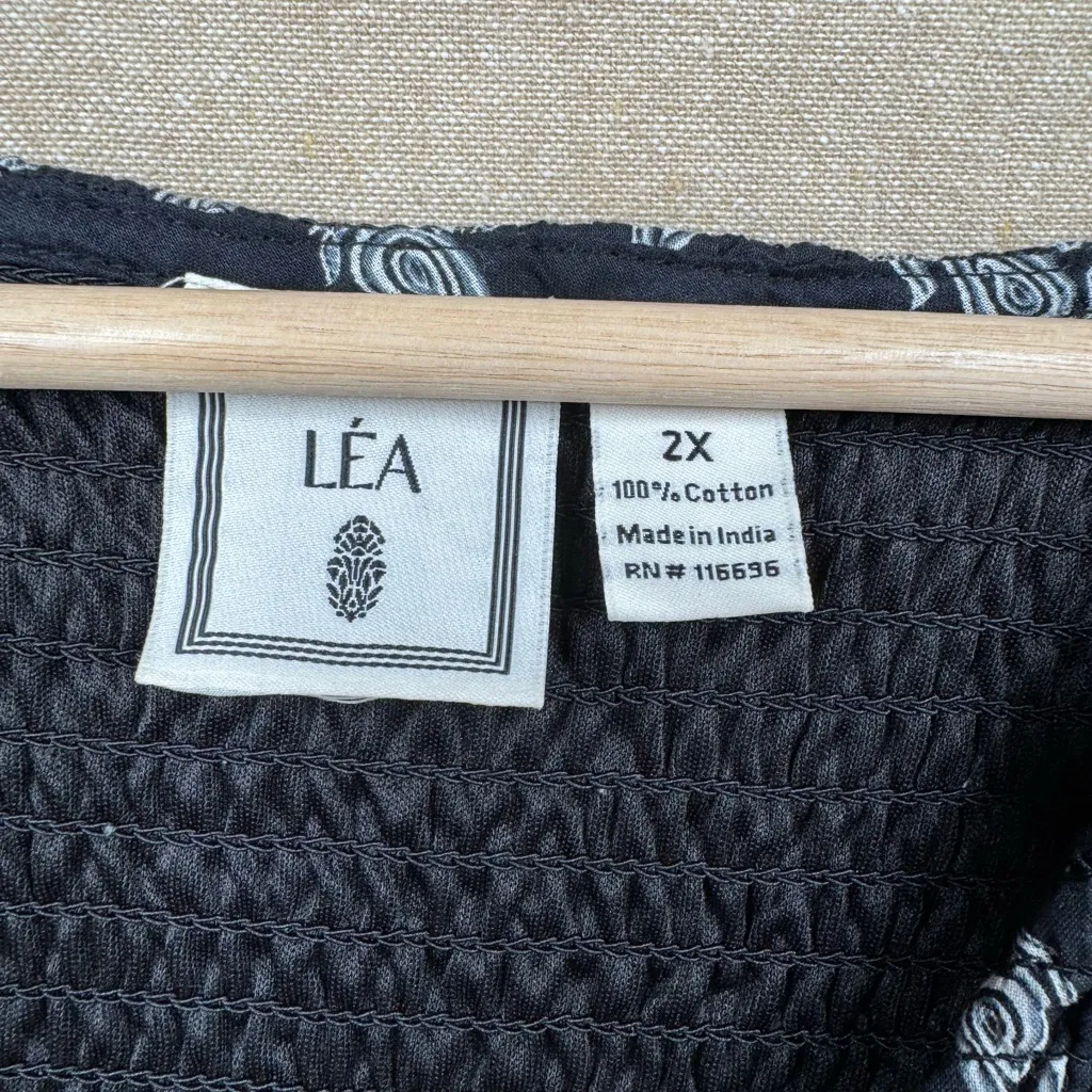 LEA Women's 2X Black Smocked Midi Dress with Pockets Short Flutter Sleeve - Image 7