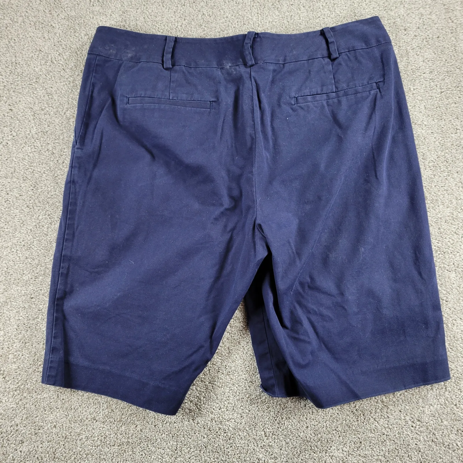 Talbots Womens Shorts‎ 12 Navy Blue 11" Inseam Flat Front Chino Bermuda Casual - Image 9