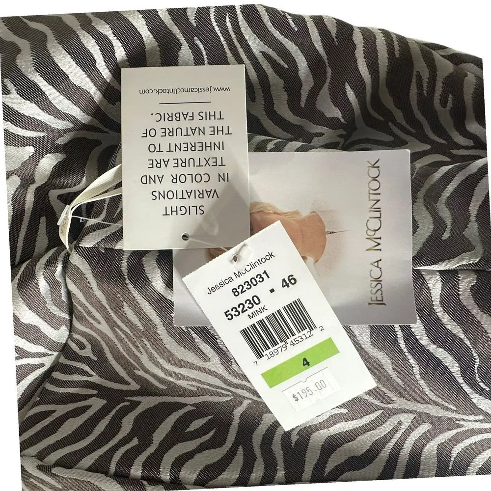 Jessica McClintock Animal Print Strapless‎ Dress Size 4 Bubble Hem Statement NEW - Image 12