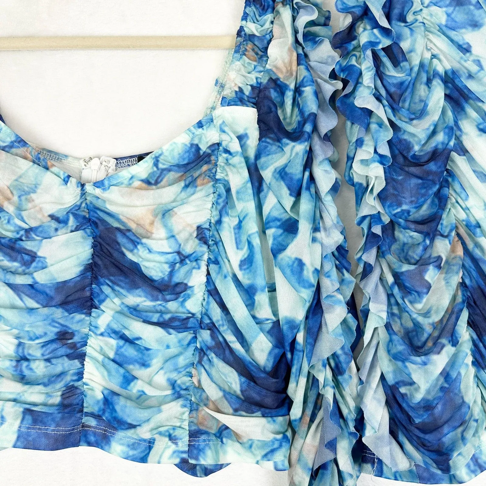 Good Time USA Ruched Mesh Crop Top & Skirt 2pc Set Size 2X 18/20 NWT Stretch - Image 5