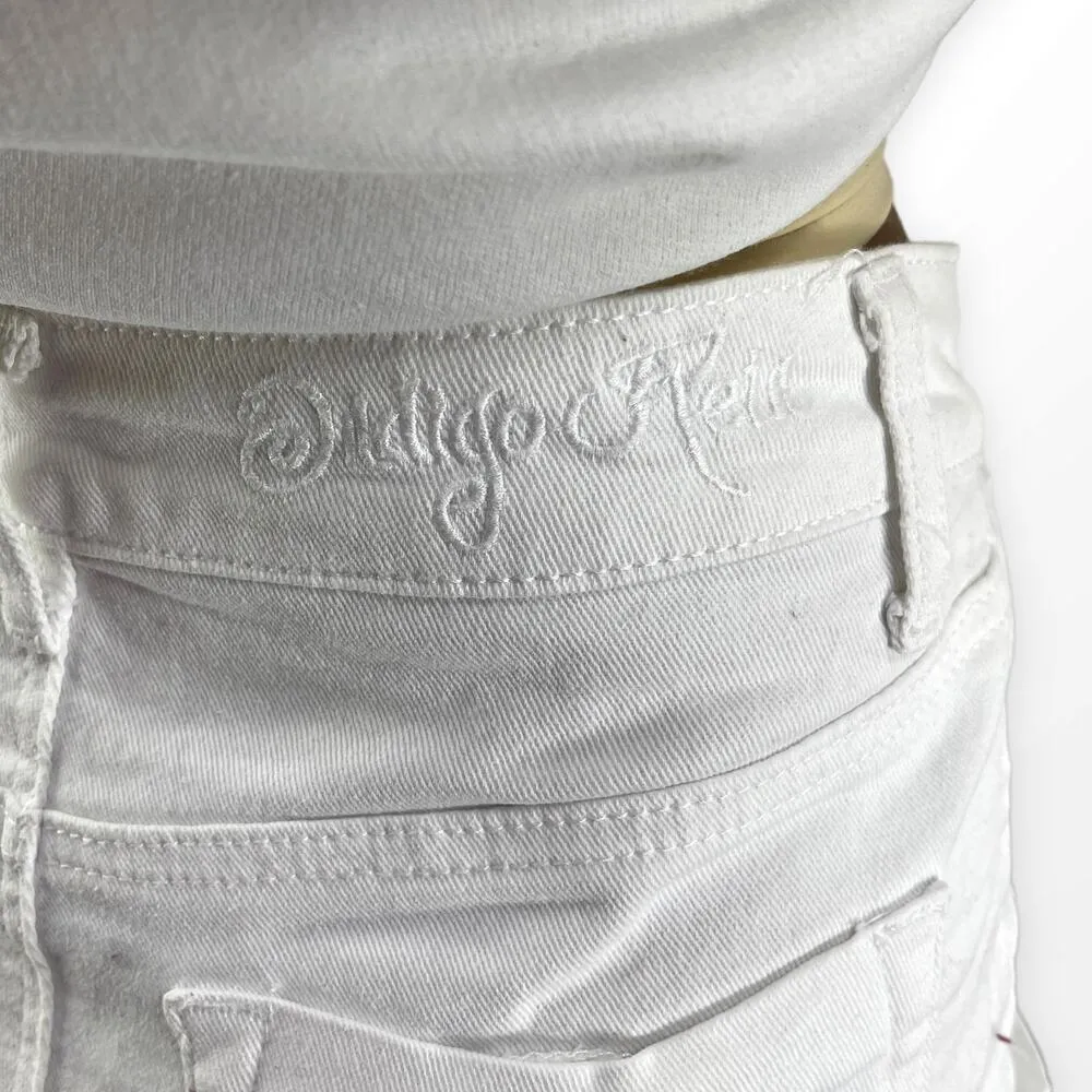 90s Y2K INDIGO REIN Vintage White Cut Off Denim Shorts - Image 3