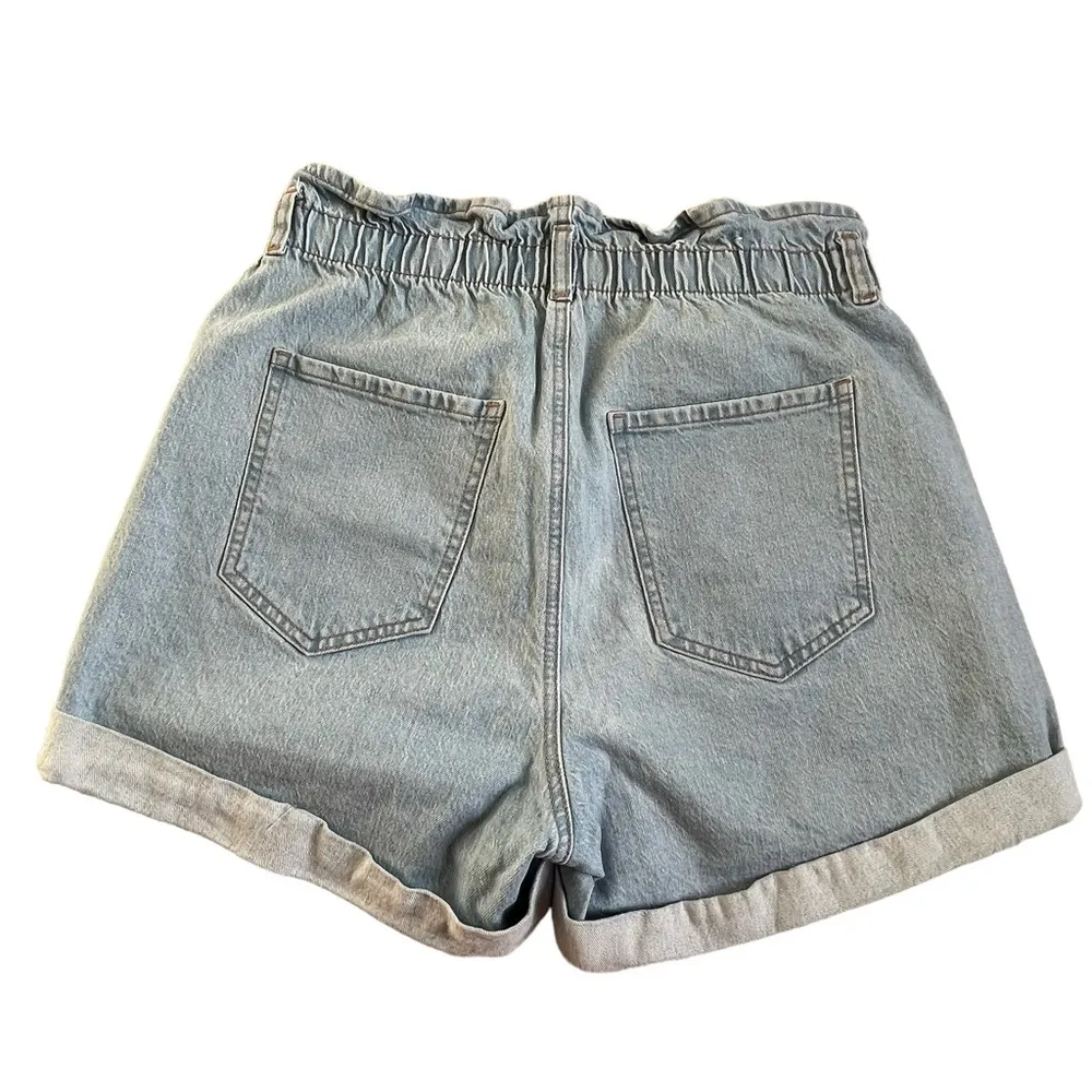 Garage Women’s Paperbag Waist Blue Denim High Waist Shorts Size 9/29 Cuffed - Image 4