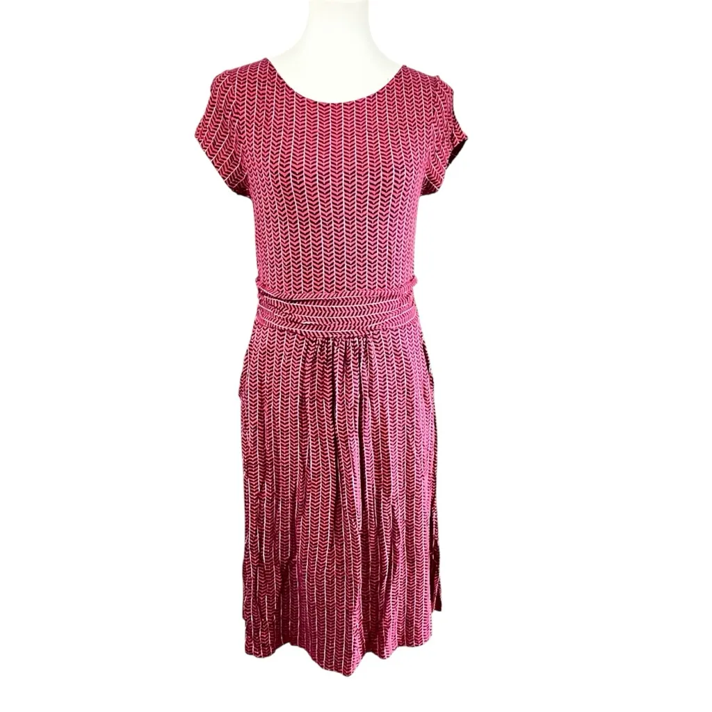 Boden Amelie Jersey Knit Red Patterned Dress Size 8 - Image 3