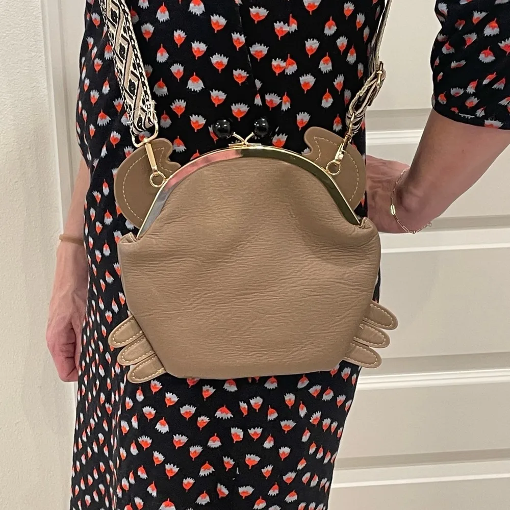 Y2K Crab Crossbody Purse Novelty Coastal Beachcore Summer Bag Coconut Girl Tan - Image 6