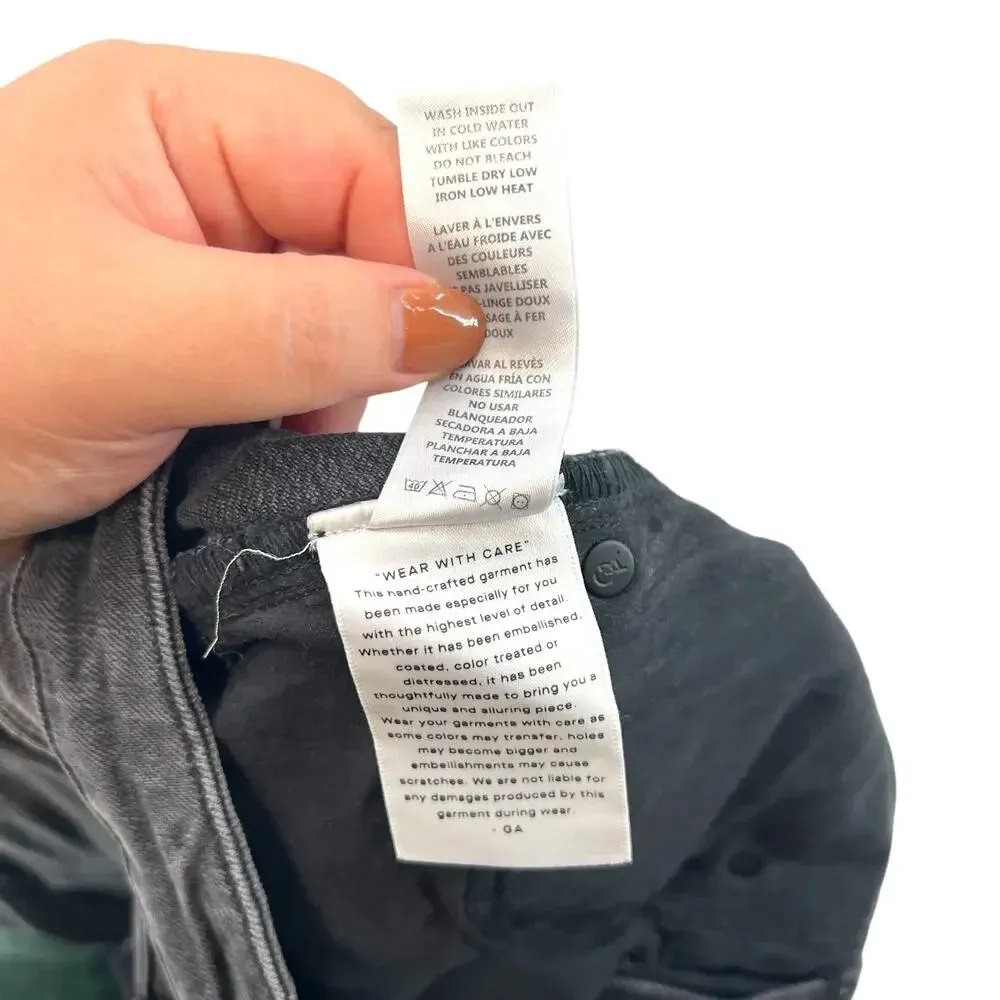 Good American Good Vintage Fold Over Waist Jeans‎ Black 220 Size 8 / 29 - Image 14