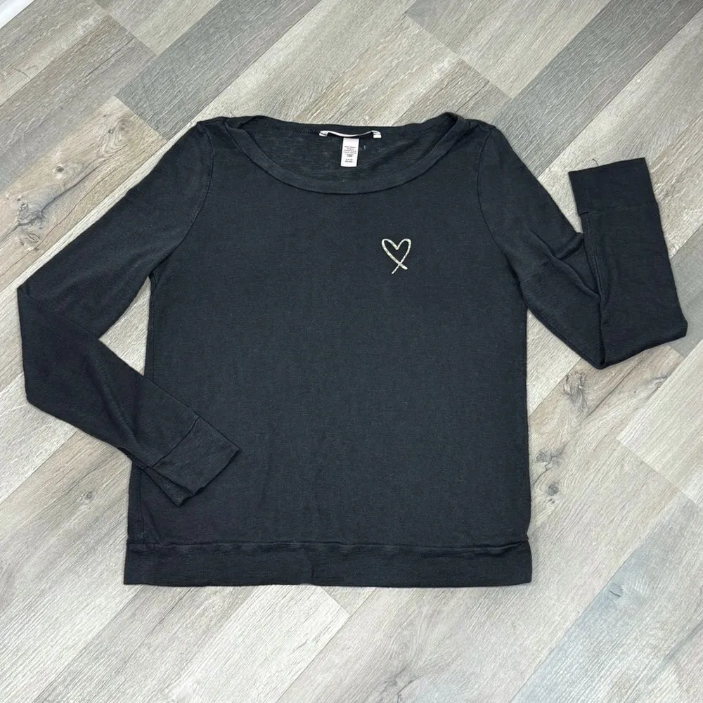 Victoria’s‎ Secret Slub Knit Long Sleeve Sleep Lounge T Shirt Black Small - Image 13