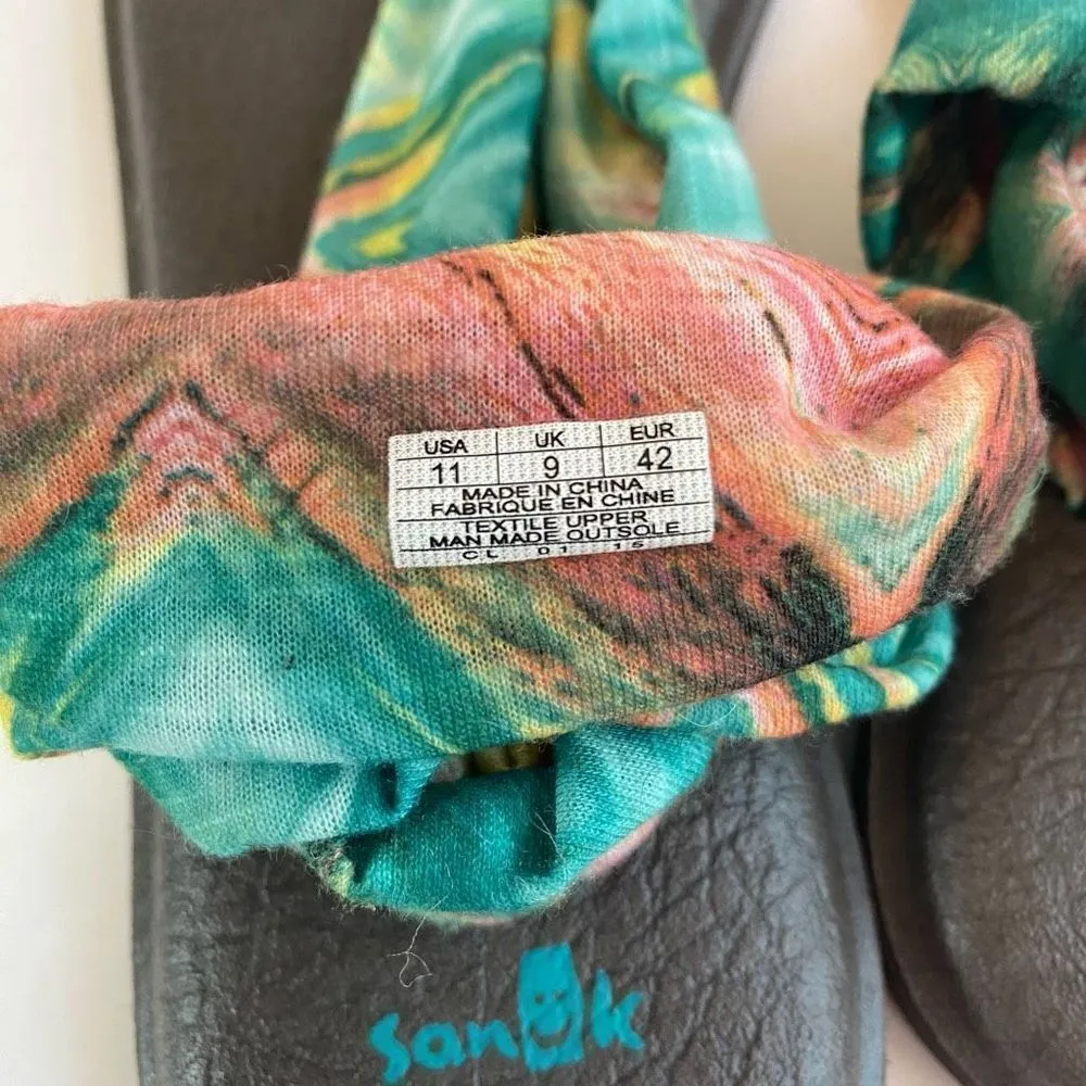 Sanuk NWOT Sling Strap Thong Sandal Yoga Mat Turquoise Blue Beach Women Size 11 - Image 4