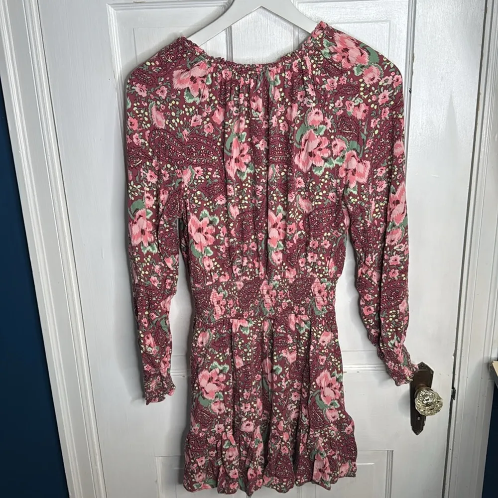 Aerie Floral Long Sleeve Smocked Waist and Cuffs Dress W-958 Sz Small - Image 12