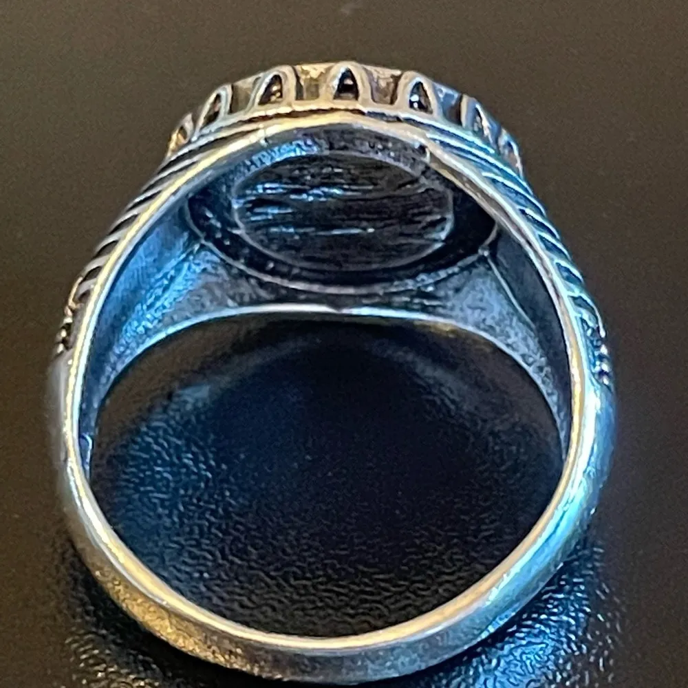 Cool black obsidian gemstone S925 silver ring size 8.5 - Image 4