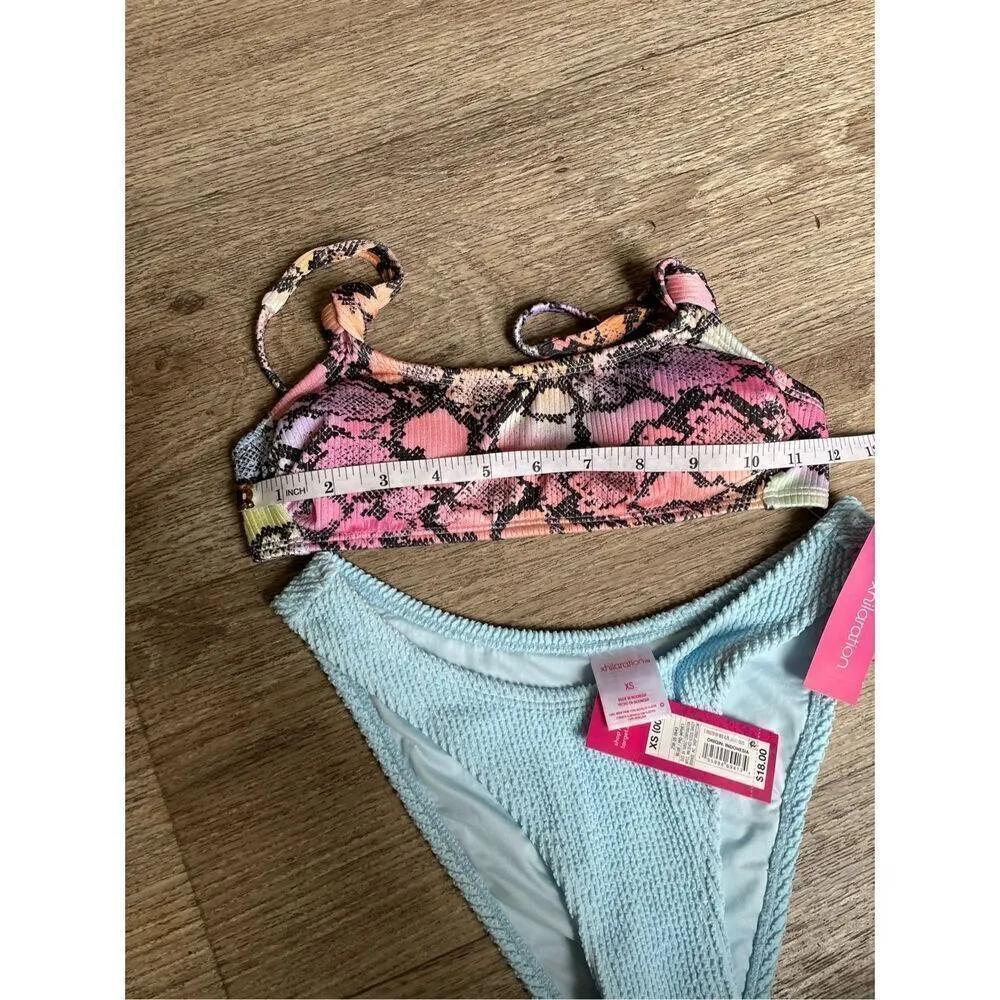 Xhilaration Two Piece Rainbow Baby Blue XS 00 Swimsuit New - Image 6