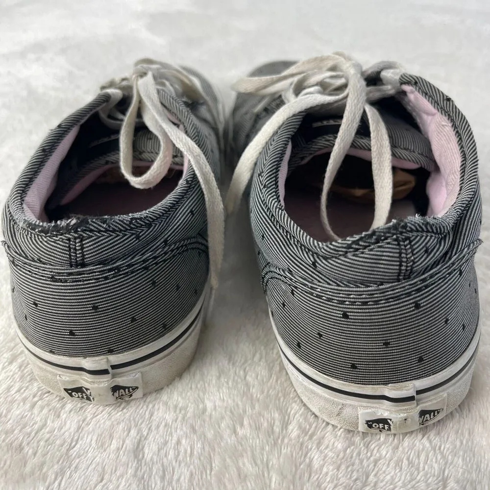 Vans Off The Wall‎ Striped Polka Dot Shoes Womens 11 Black White Low Top Lace Up - Image 7