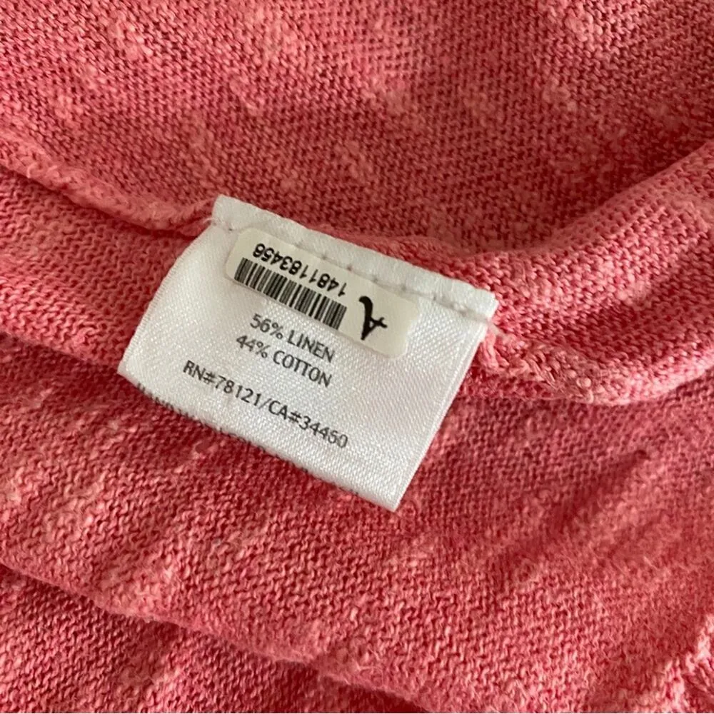 Eileen Fisher Coral Pink Peach Linen Blend Open Cardigan Sweater Small - Image 5